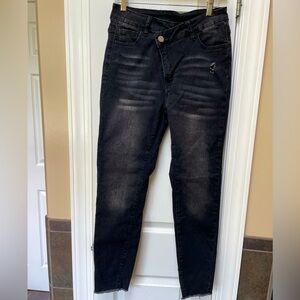 Black straight legged jeans
